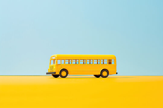 A yellow school bus on a yellow background created with Generative AI technology