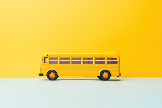 A yellow school bus on a yellow background created with Generative AI technology