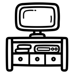 Naklejka premium tv shelf line icon style