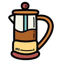 french press filled outline icon style