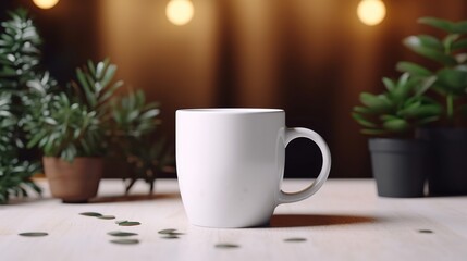 Blank white coffee cup mockup, Generative ai.