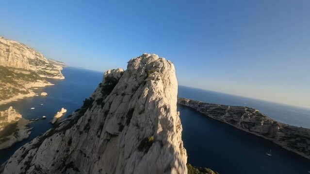 Aerial drone FPV video made at the calanques at Marseille, France.