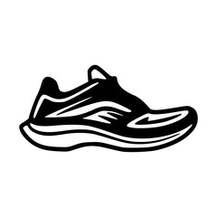 Running sneakers black outline vector illustration