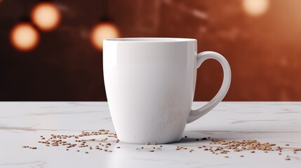 Blank white coffee cup mockup, Generative ai.