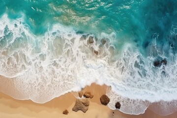 Fototapeta na wymiar crashing waves on the Tropical beach sunny day AI Generated