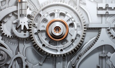 White gears in futuristic style, Generative AI
