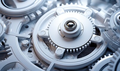 White gears in futuristic style, Generative AI

