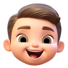 Memoji happy baby boy on transparent background. PNG. Emoji, ai
