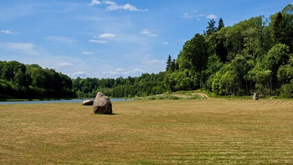 Beautiful landscape. Large boulders on the plain