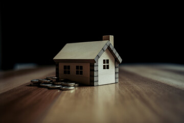 Obraz na płótnie Canvas Small house model, mortgage and home protection concept, AI Generated