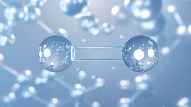 nitric oxide molecular structure 3d, flat model, nitrogen monoxide, structural chemical formula view from a microscope