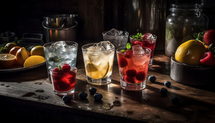 Fototapeta premium Summer Mojito, Freshness in a Glass, Rustic Bar generated by AI