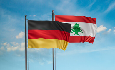 Fototapeta na wymiar Lebanon and Germany flag
