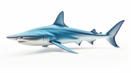 Blue shark 3d material render isolated on white background.