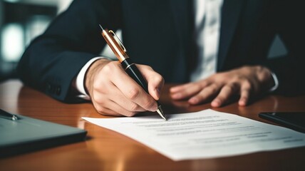 Businessman signing a contract close view, Businessman signature a contract close view, signature close view