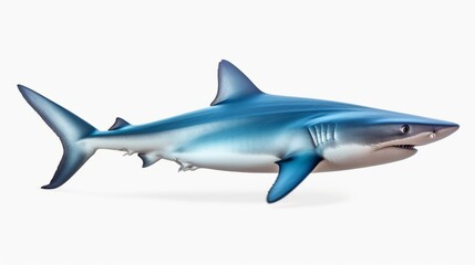 Blue shark 3d material render isolated on white background.