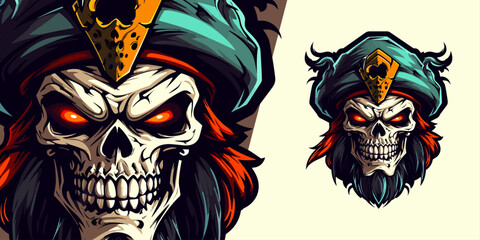 Zombie Skull Face Pirate Logo Mascot: Bold Illustration Vector for Sport and E-Sport Teams