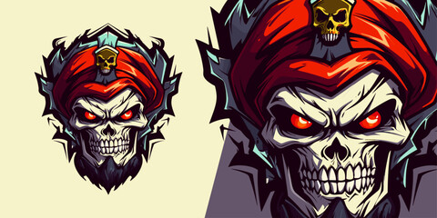 Illustration Vector for Sport and E-Sport Teams: Fierce Zombie Skull Face Pirate Logo Mascot