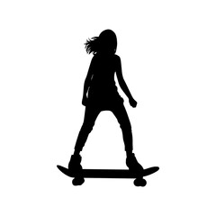 Fototapeta na wymiar Vector illustration. Silhouette of a girl riding a skateboard.