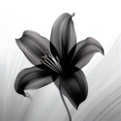 abstract lily, black and white illustration. Generative AI