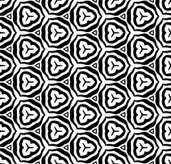 Black and white seamless pattern texture. Greyscale ornamental graphic design. Mosaic ornaments. Pattern template. Vector illustration. EPS10.