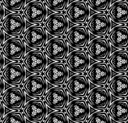 Black and white seamless pattern texture. Greyscale ornamental graphic design. Mosaic ornaments. Pattern template. Vector illustration. EPS10.