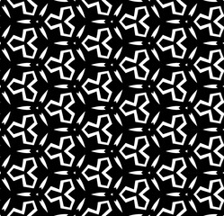Black and white seamless pattern texture. Greyscale ornamental graphic design. Mosaic ornaments. Pattern template. Vector illustration. EPS10.
