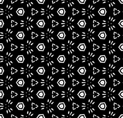 Black and white seamless pattern texture. Greyscale ornamental graphic design. Mosaic ornaments. Pattern template. Vector illustration. EPS10.