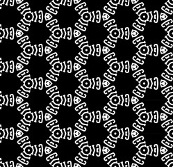 Black and white seamless pattern texture. Greyscale ornamental graphic design. Mosaic ornaments. Pattern template. Vector illustration. EPS10.