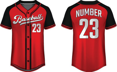 Baseball t-shirt design template, Sport jersey mockup. uniform front and back view.	