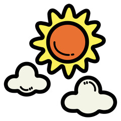 sunshine filled outline icon style