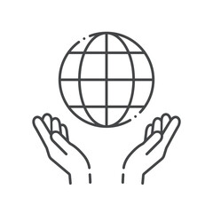 地球を守るように両手を差し出す人の手のアイコン - エコロジーやSDGs･グローバルのイメージ素材
