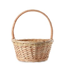 Fototapeta na wymiar Empty Easter wicker basket isolated on white