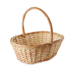 Fototapeta premium Empty Easter wicker basket isolated on white