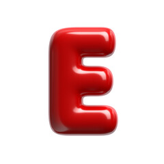 red cartoon letter E - Capital 3d glossy font - suitable for events, design or passion related subjects