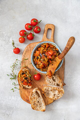 Baguette toast with vegetable caviar