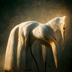 white horse made out of steel art nouveau style photo realistic shadows8k real engine render shiny 