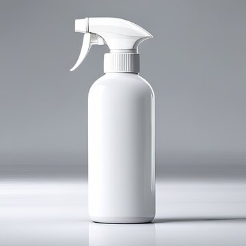 Plastic white Atomizer Bottle Pulverization mockup on background. minimalist style