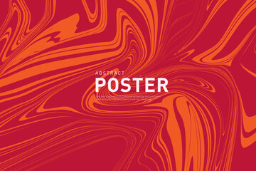 Vintage Pattern Liquid in 1970 Style. Retro Design in Red, Orange Colors. Abstract Psychedelic Wavy Swir for Banner, Poster, Cover, Card. Memphis Seamless Lines. Vector Illustration
