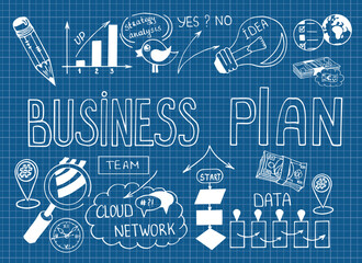 Business doodle sketch set: infographics elements isolated, vector shapes. It include lots of icons included graphs, stats, devices, chart, concepts, strategy. Vector hand drawn blueprint illustration