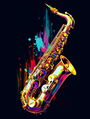 Fototapeta na wymiar Pop Art Saxophone