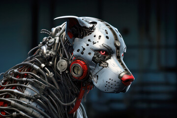 Cyborg Hund mit Roboter Technik, KI-generierter Inhalt - obrazy, fototapety, plakaty