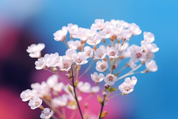 Delicate Small White Flowers on a Toned Gentle Blue Background - Created with Generative AI Tools