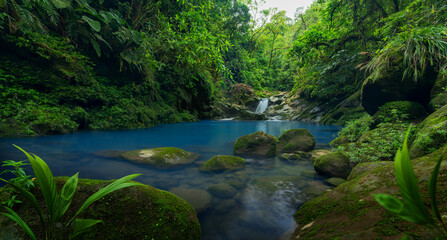 Blue water river in Costa Rica - Powered by Adobe
