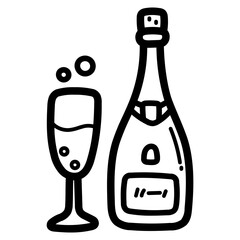 champagne line icon style