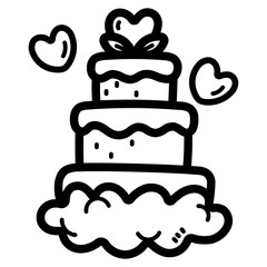 wedding cake line icon style