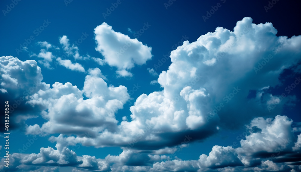 Canvas Prints fluffy cumulus clouds float in bright sunlight generated by ai