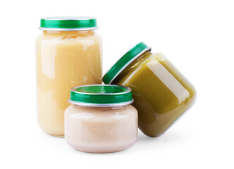 Vegetable puree or baby food in glass bowls