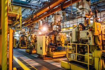 inside factory of airplanes a lot fo machines AI Generated