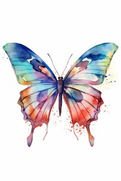 Dainty butterfly with delicate wings watercolor. AI generated
